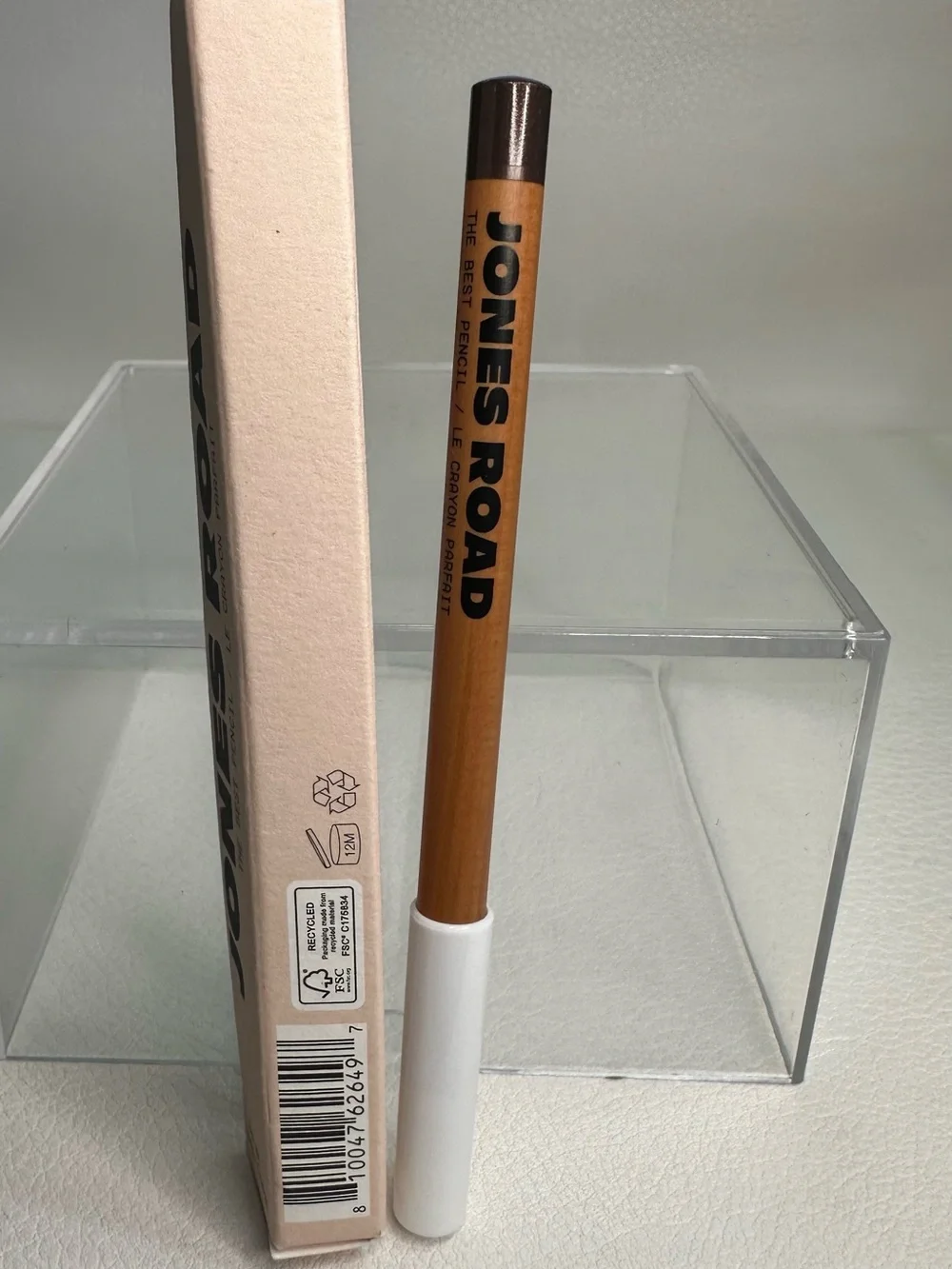 Jones Road Brown and White Pencil Case